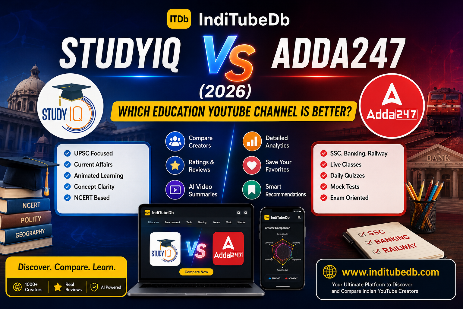 StudyIQ vs Adda247 2026 – Which Education YouTube Channel Is Better?